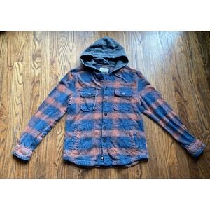 Flag & Anthem Flannel Shirt Mens Size Small Hooded Plaid Shacket Rockingham